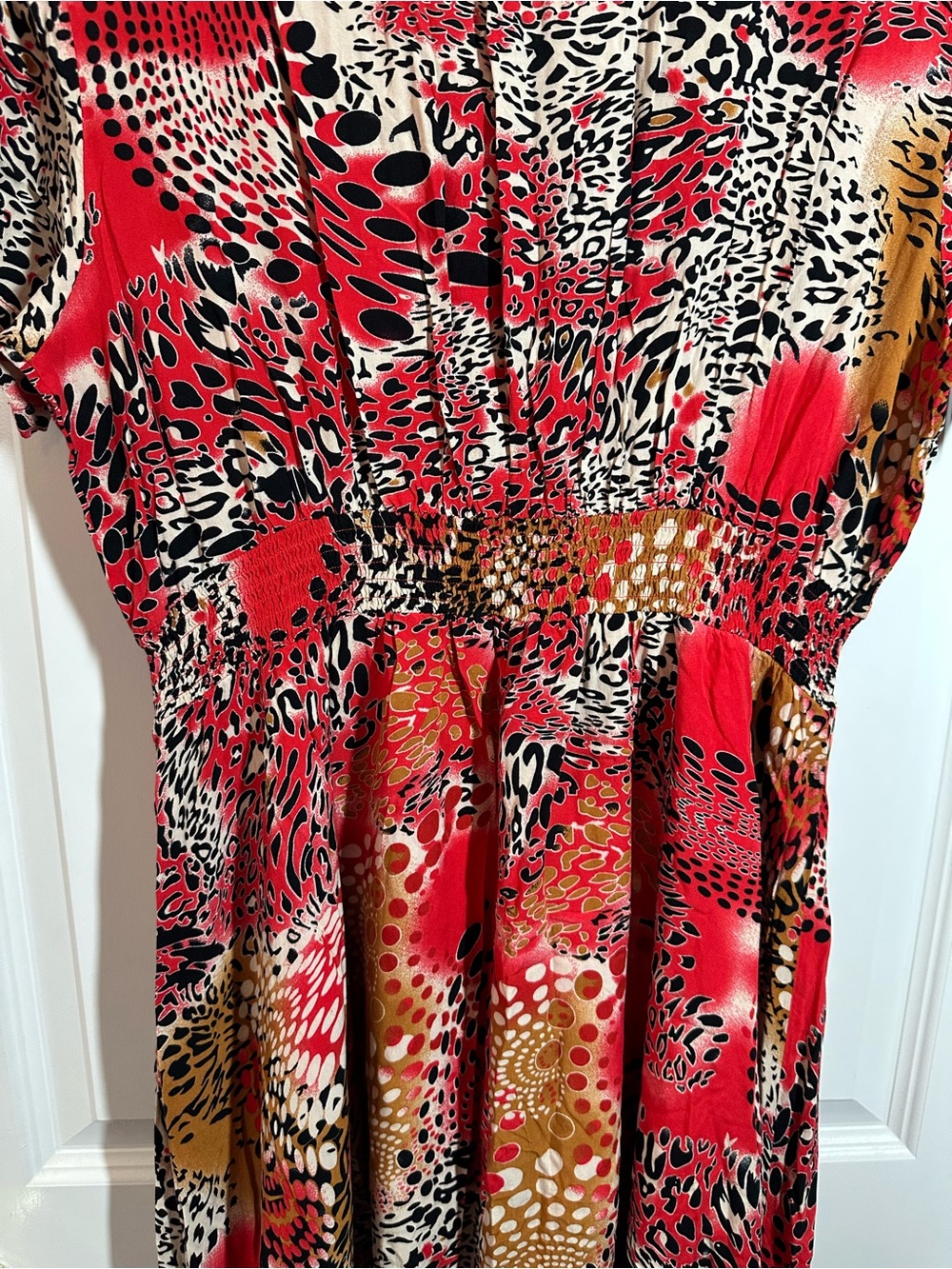 EUC Vibrant Red Multi-Animal Print Women's Maxi Dress Sz XL - Picture 10 of 15